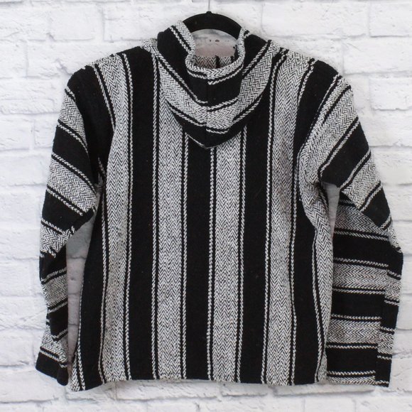 Mexican Blues Blue Baja Kangaroo Pocket Hooded Rug Style Sweater Size S - Picture 8 of 9